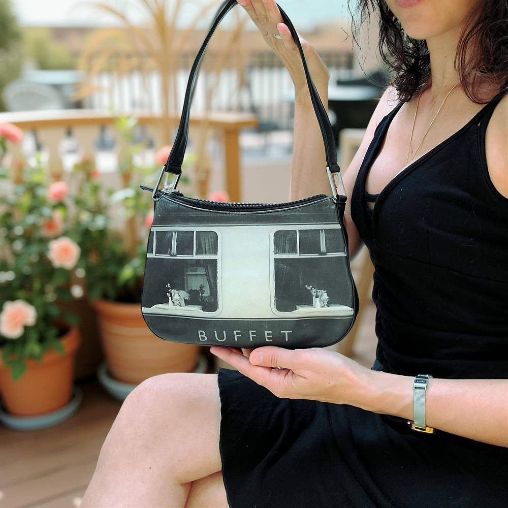 Jeon Los Angeles Black and Off-White Women's Shoulder *Buffet* Handbag